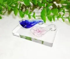 ガラスペンレスト　ピンク　ブルー　2個　ペンレスト　ガラスペン置　ペン置　箸置き