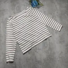 グレイル GRL ボーダーTシャツ コットン 長袖 白 茶色 (フリー)