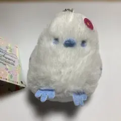 【タグ付き】シマエナガ　バースデーぬいぐるみマスコット　9月　ダリア　青