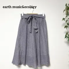 earth music&ecologyギンガムチェック フレアスカートリボン付F