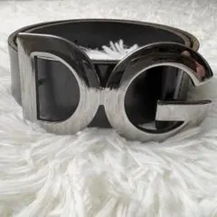 良品/DOLCE&GABBANA/DGデカロゴベルト/黒/メンズ／レザー