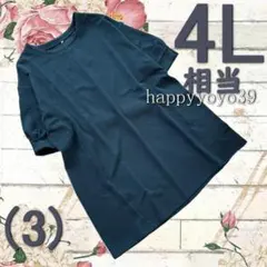 激安新品4L相当(3ターコイズ ジャガード切り替え5分袖チュニック 大きいサイズ