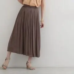 サテンギャザースカート 茶色 ブラウン XS ナチュラルビューティーベーシック