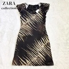 新品 ZARA collection ゼブラ フレンチスリーブ ワンピース