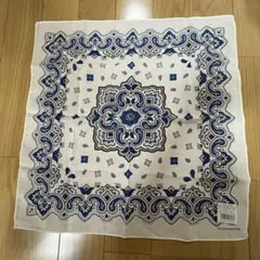 ♥新品♥バンダナ 白 青 ペイズリー柄 綿100%