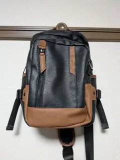 合成皮革 スリングバッグ ブラック/ブラウン