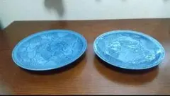 青い花柄 大皿 2枚セット