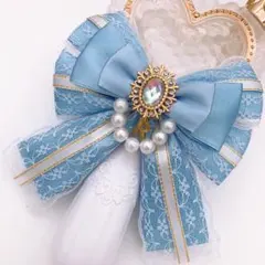 キンブレリボン ペンライトリボン 白レース×パール ★ハンドメイド