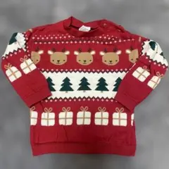 H&M 長袖ニット クリスマス サンタ 86cm 赤 トナカイ