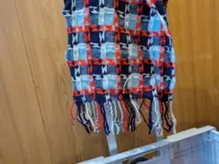 チェック柄フリンジマフラー