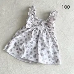 ペアマノン　水着　花柄　フリル　リボン　100 アイボリー