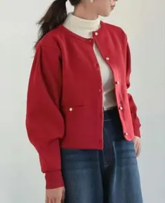 赤のボタン付きカーディガン　　 Lサイズ