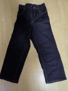 しまむら ダークブルー ワイドパンツ ゴムウエスト