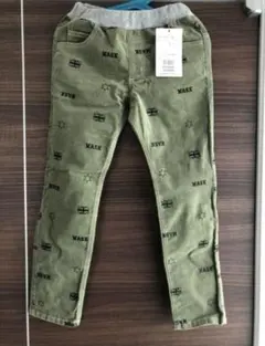waskオリーブグリーン プリント入り コーデュロイパンツ120cm