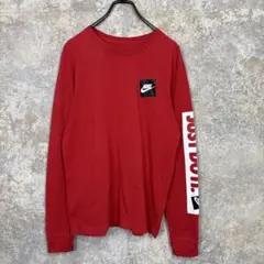 NIKE メンズ ロングスリーブTシャツ レッド プリント ロゴ M