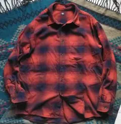 美品 UNIQLO XL オンブレチェック シャドーチェックシャツ