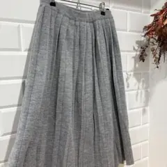 earth music&ecology✨ニット プリーツスカート ひざ丈 グレー