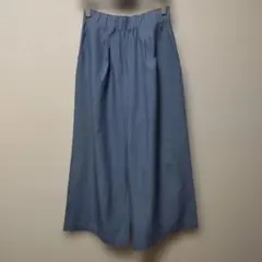 ライトブルー ワイドパンツ ウエストゴム