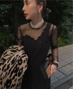Ameri UND RENEE CUTWORK DRESS ブラック Sサイズ