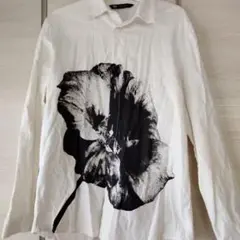 ZARA ホワイト フラワープリント 長袖シャツ S