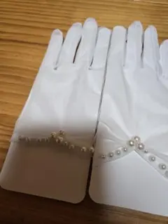 ウェディンググローブ パール装飾付き