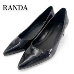 RANDA ランダ パンプス エナメル ブラック 黒 ポインテッドトゥ 24cm
