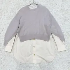 【美品】エンフォルド メリノウールKNIT×SH プルオーバー レイヤード 人気のサムネイル