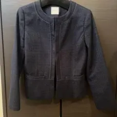 オペークドットクリップ　ノーカラージャケット スカート　スーツ　セット　36/S