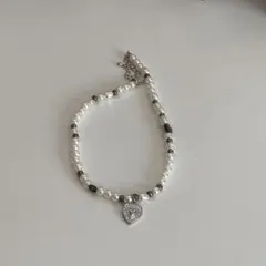 パール ハート型チャーム ネックレス