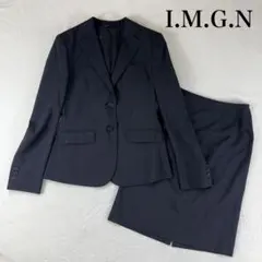 洗える　洋服の青山 I.M.G.N　スカートスーツ　黒　S M 背抜き