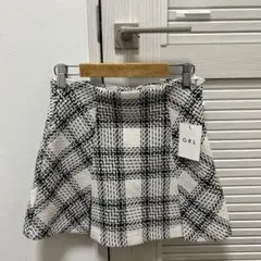 GRL インパン裏地付きチェック柄 ツイードフレアミニスカートｔｕ891