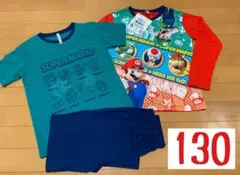新品　バンダイ スーパーマリオ　光るパジャマ 130 半袖　長袖　セット