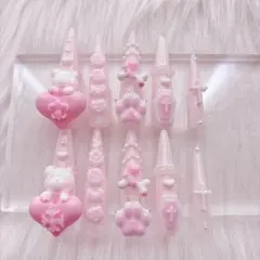 ♥ ネイルチップ 量産型 地雷系 ピンク いちごみるく くま