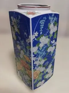第壱陶器 草花和柄 角花瓶 レトロ 高さ約25cm インテリア