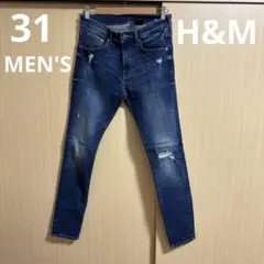 H&M ダメージ加工 デニムパンツ ストレッチ スキニー
