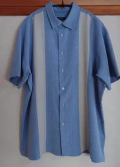 ☆US古着vanheusenカジノシャツ/ドレスシャツ/青系/チェック/XL