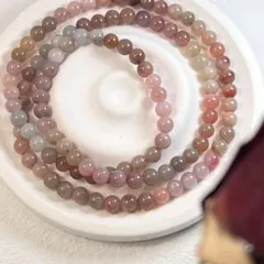 天然石　氷種ソルトソースアゲート（盐源玛瑙 ）四連ブレスレット