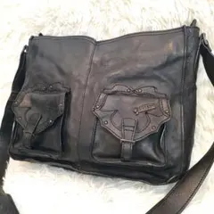 ⭐美品⭐ANNA SUI オールレザー ショルダーバッグ a4収納 ブラックのサムネイル