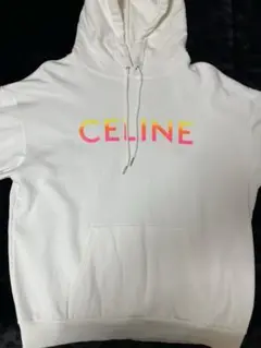CELINE ロゴ ホワイトパーカー Sサイズ セリーヌ CELINE メンズ トップス パーカー フーディー ロゴ