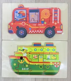 木製パズル 2点セット はたらくくるま　 知育玩具のサムネイル