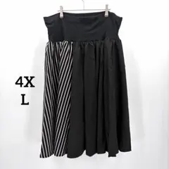 ユエンユエン スカート 黒 4XL 新品 大きいサイズ レディース ウエストゴムのサムネイル