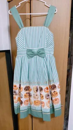 「新品未使用」ストライプドーナツ　ミントグリーン　Ladies jsk Sサイズ
