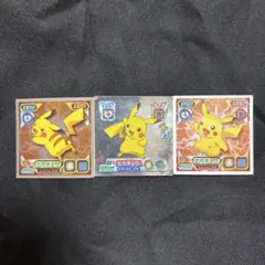 【希少】ポケモン シール ピカチュウ 3枚セット 最強データシール・烈伝