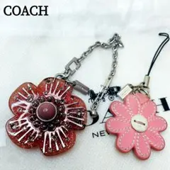 coach コーチ バッグチャーム キーリング ティーローズ ピンク