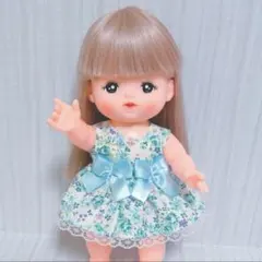 【No.813】メルちゃん 服 花柄リボンのふんわりワンピース