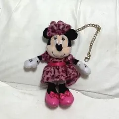 ミニー ぬいぐるみチャーム ピンク ヒョウ柄