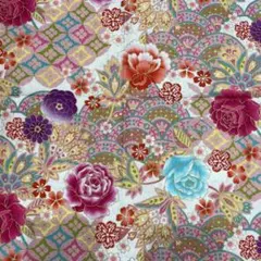 シーチング　花柄綿プリント生地　1m