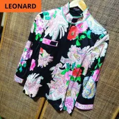 希少✨LEONARD レオナール シルク混 花柄ブラウス ボウタイ リボン