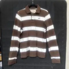 メンズ　古着　HOLLISTER M ブラウンホワイトポロシャツ