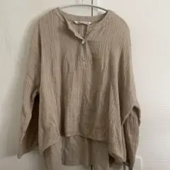 ザラ　テクスチャー生地シャツ　サンドレスムーン